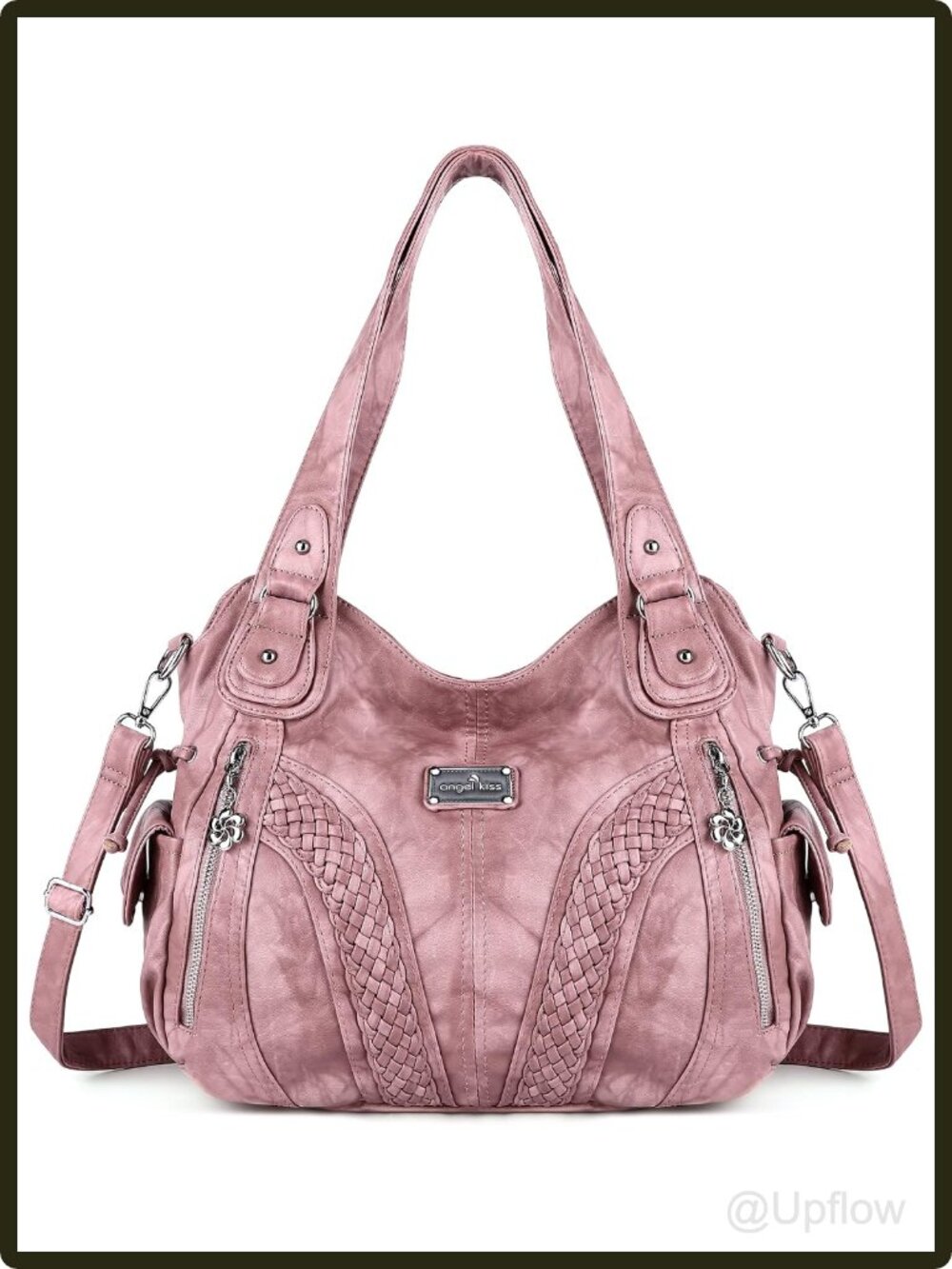 Washed PU Leather Hobo Shoulder Bag Women's Tote Crossbody Purse Top Handle